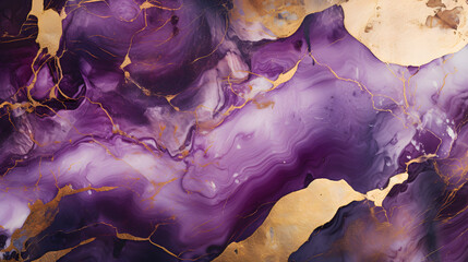 Wall Mural - Luxury purple and gold stone marble texture. generative AI.