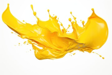 Yellow paint splash on white background