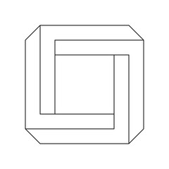 Wall Mural - impossible square. eternal figure. penrose optical illusion. outline endless square shape. abstract 
