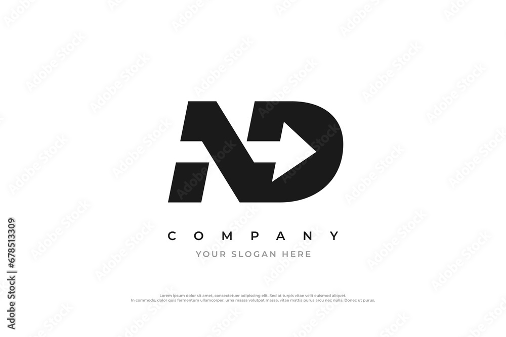 Initial Letter ND Arrow Logo Design Vector Stock Vector | Adobe Stock