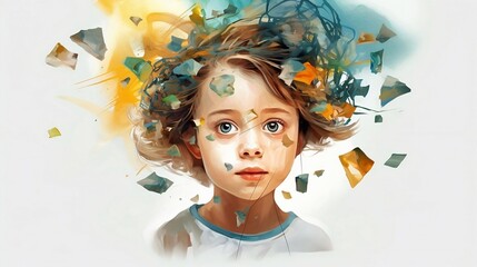 Wall Mural - Children mental health and think concept