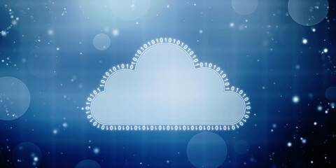 Poster - 2d illustration of Cloud computing, Digital Cloud computing Concept background. Cyber technology, internet data storage, database and data server concept
