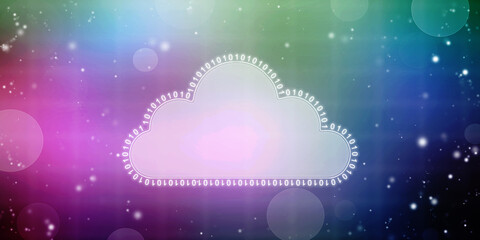 Poster - 2d illustration of Cloud computing, Digital Cloud computing Concept background. Cyber technology, internet data storage, database and data server concept