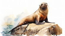 Picture Of A Watercolor Drawing Of A Sea Lion