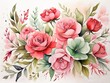fondo de una pintura de acuarela con flores en tonos rosas, rojos