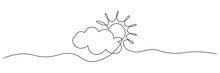 Illustration Of Cloud And Sun Weather Continous One Line Art