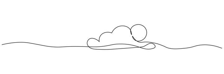 illustration of cloud and sun weather continous one line art