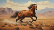 A painting of a horse running