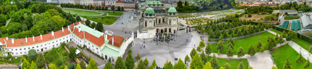 Poster - Belvedere Castle aerial panoramic view in Vienna, Austria