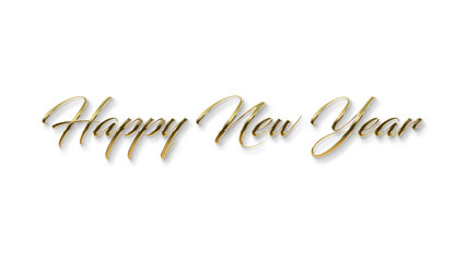 golden happy new year text calligraphy transparent png  for posters and banner and also for social media creative 