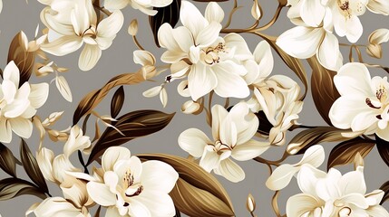Wall Mural - Generative AI : Luxury Orchid wallpaper design. Tropical pattern design,Blossom floral.