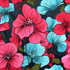  Geranium Seamless pattern floral background