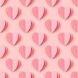Pink hearts on pink color background, minimal trend seamless aesthetic pattern, pastel monochrome print as valentines day or wedding background. Hearts symbol of love, romantic holiday concept