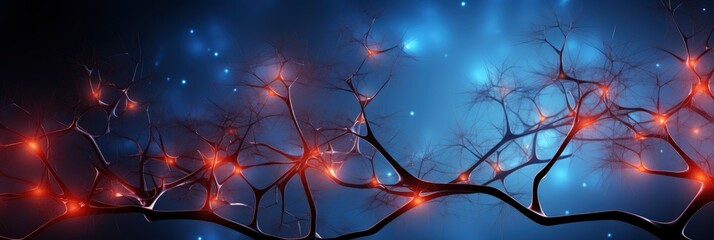 Abstract Image Neural Connections On Blue , Banner Image For Website, Background abstract , Desktop Wallpaper