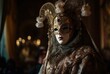 Masquerade ball Venice carnival mask. Border party face italy venice. Generate Ai