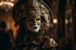 Masquerade ball Venice carnival mask person. Artistic festive tradition luxury star. Generate Ai