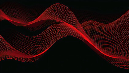 Poster - Waving Wonder: Abstract Red Net Grid Texture