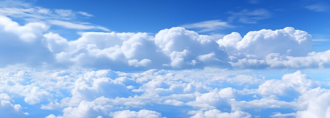 Wall Mural - beautiful blue sky with clouds, wide horizontal banner