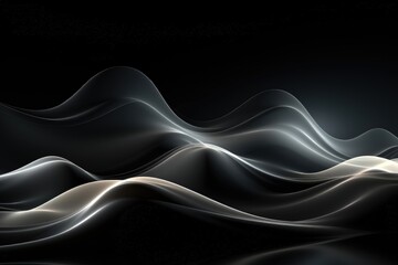 Wall Mural - an abstract wallpaper featuring a dynamic and transparent flow illuminated against a black backgroun