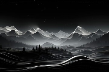 Wall Mural - an abstract wallpaper capturing a starry night sky over illuminated landscapes against a black backg