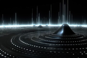 Wall Mural - an abstract wallpaper with a sci-fi, futuristic essence, illuminated against a black background, fea