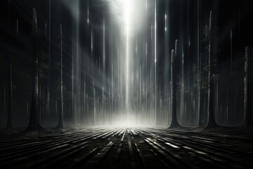 Wall Mural - an abstract wallpaper with a sci-fi, futuristic aesthetic, illuminated against a black background, d