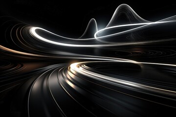 Wall Mural - an abstract wallpaper with a sci-fi, futuristic vibe, illuminated against a dark background, showcas