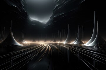 Wall Mural - an abstract sci-fi wallpaper against a black background, creating a visually dynamic and futuristic 