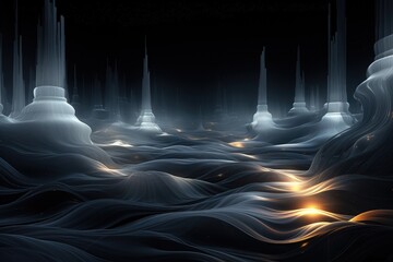 Wall Mural - an abstract sci-fi wallpaper against a black background, creating a visually captivating and mysteri