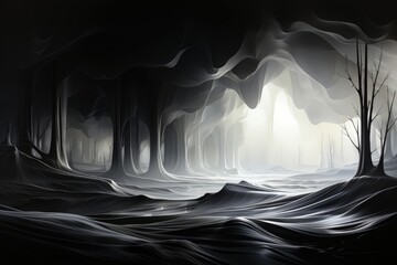 Wall Mural - an abstract sci-fi wallpaper against a black background, creating a mysterious composition that evok