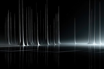Wall Mural - an abstract wallpaper against a black background, casting a mesmerizing glow upon scattered columns,