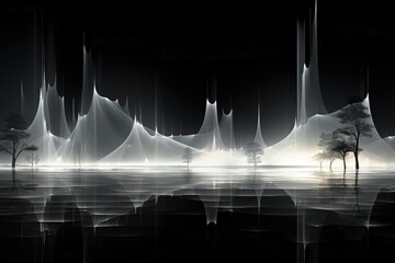 Wall Mural - an abstract sci-fi wallpaper against a black background, creating a technologically advanced composi
