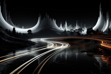Wall Mural - an abstract sci-fi wallpaper against a black background, creating a visually captivating composition