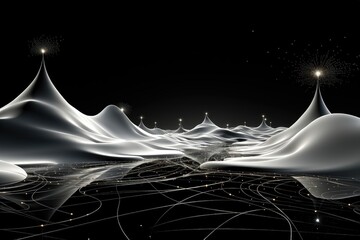 Wall Mural - an abstract sci-fi wallpaper against a black background, creating a visually captivating composition