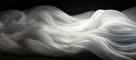 Wall Mural - an abstract wallpaper features wind-blown white fabric, creating a dynamic composition that emphasiz