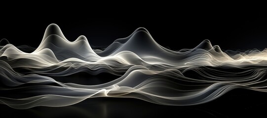 Wall Mural - an abstract wallpaper with a black background, in a wide format, creating a futuristic composition t