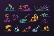 © Tartila - Cartoon colorful smoke effect. Comic game asset of magic fire burst and poison blast explosion, colorful fire motion sprite set. Vector isolated set