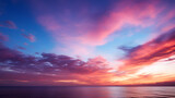 Fototapeta Na sufit - An awe-inspiring photograph capturing the brilliant color gradient of a sunset sky, transitioning from fiery red and orange to cool shades of violet and indigo.