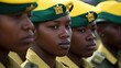 Members of The Tanzania Peoples Defence Force (TPDF) attend the parade during the 60th anniversary of independence day ceremony at the Uhuru Stadium in Dar es Salaam, Tanzania.
