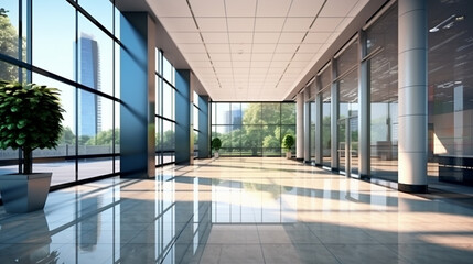 Sticker - Modern Office Building Lobby Indoors, Lobby, Modern, Business, Entrance Hall. generative ai