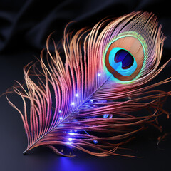 Canvas Print - A high-definition image of a peacock feather 
