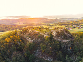 Wall Mural - Kalich (Kelchberg in German) is a castle ruin above the village of Trebusin. The castle was founded by the Hussite governor Jan Zizka in 1421.