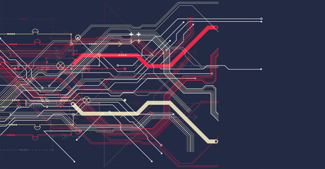 Wall Mural - CPU concept. Circuit board. Technology background. Hand drawn vector.