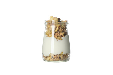 Sticker - Muesli with yogurt, isolated on white background