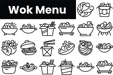 Canvas Print - Set of outline wok menu icons