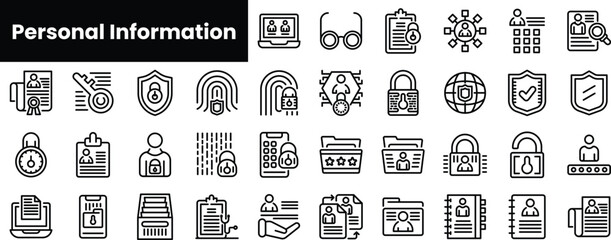 Wall Mural - Set of outline personal information icons