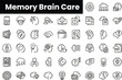 Set of outline memory brain care icons