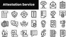 Set Of Outline Attestation Service Icons