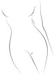 © robert - beautiful Woman's  body minimalist line art illustration. icon. Nude woman concept of feminine hygiene, health and body care.