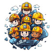 © Serhii - 3d cartoon character of a worker wearing an yellow helmet, png